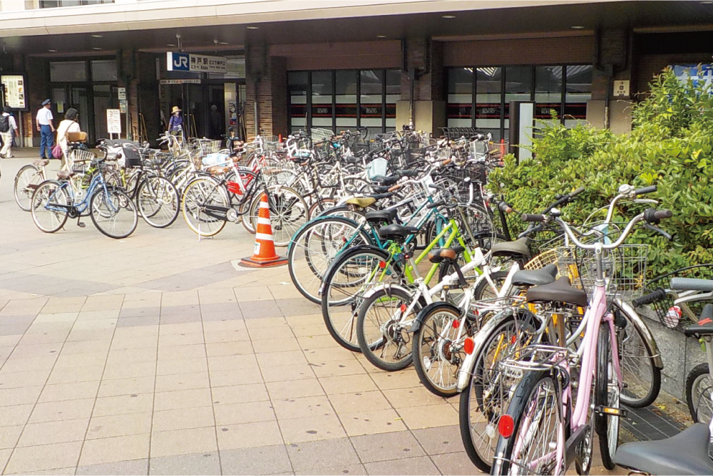 駅前の放置自転車の様子
